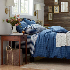 Mini-Prints Garment Washed Cotton Percale Bed Sheet Set - Milos, Full