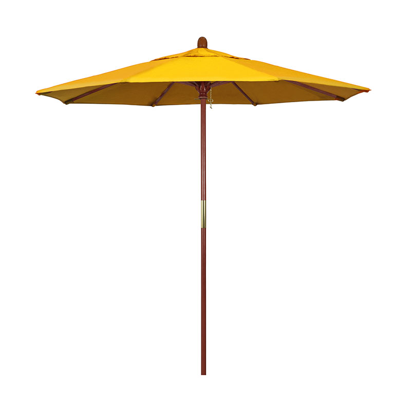 Round Outdoor Patio Umbrella, Wood with Manual Lift - Sunflower, 7.5'