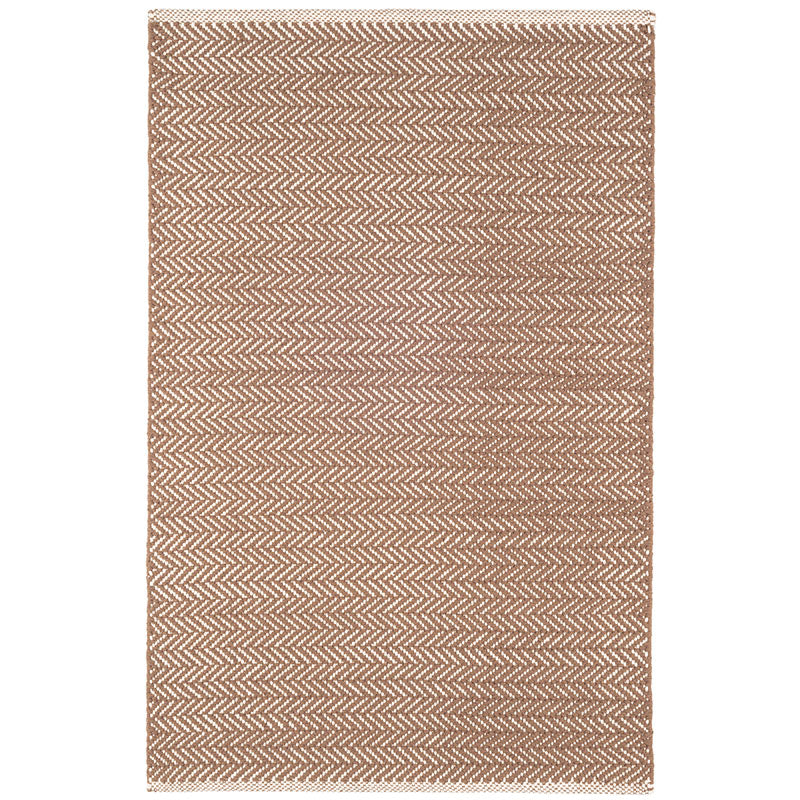 Herringbone Handwoven Cotton Rug - Stone, 4' x 6'