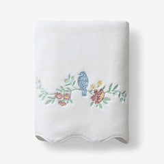 Embroidered Scallop Bath Towel - Bird