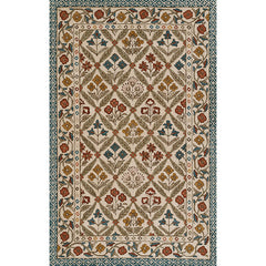 Floral Border Hand Tufted Wool Rug