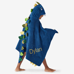 Hooded Towel - Navy Dino