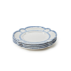 Faux Bamboo Border Melamine Dinner Plates, Set of 4 - Light Blue