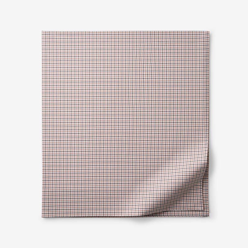 Classic Stripes and Plaids Cool Yarn-Dyed Cotton Percale Flat Bed Sheet - Mini Check Brown, Full