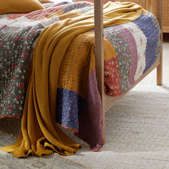 Classic All Season Breathable Cotton Knit Blanket - Gold, King/Cal. King