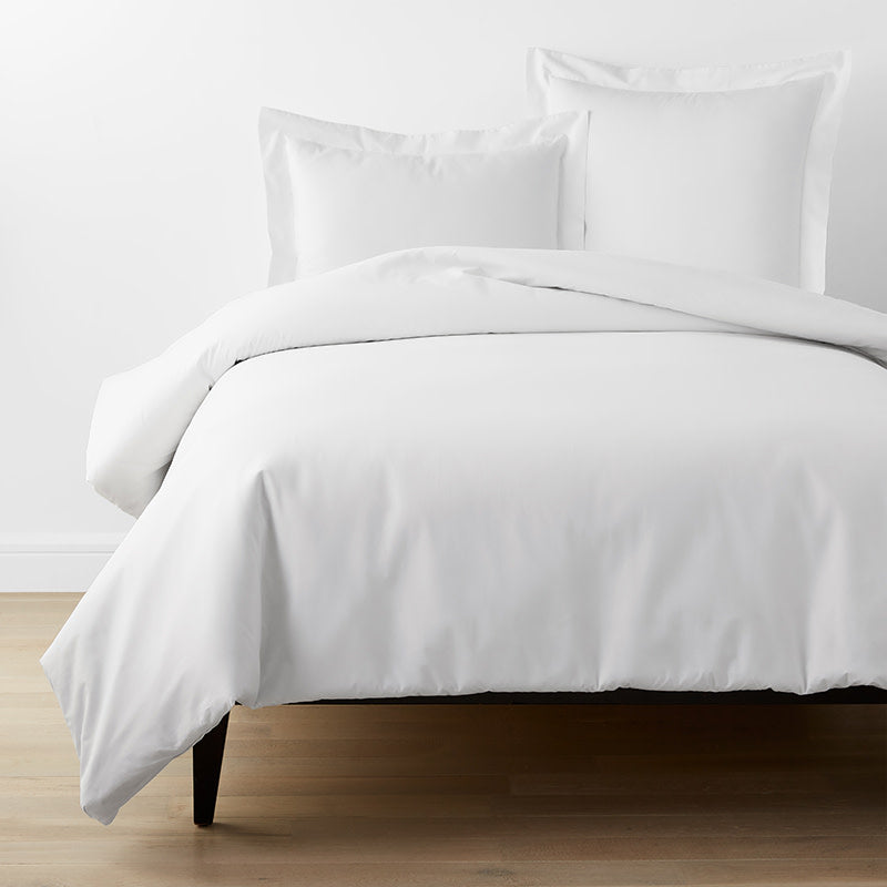 Classic Cool Organic Cotton Percale Solid Duvet Cover - White, Full/Queen