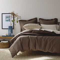 Brushed Cotton Duvet Cover - Coffee, Full/Queen