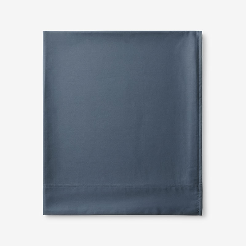 Premium Smooth Supima® Cotton Wrinkle-Free Sateen Flat Bed Sheet - Steel Blue, Deep Pocket Cal. King