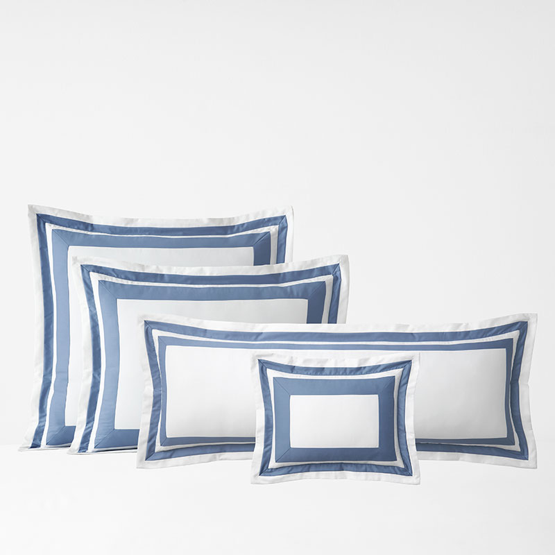 Double Border Classic Wrinkle-Free Sateen Pillow Covers - Infinity Blue, Boudoir