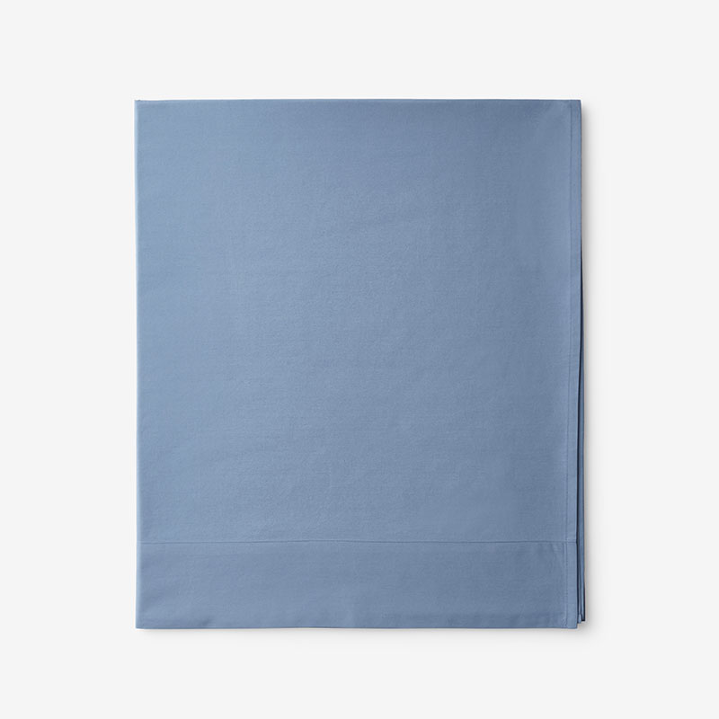 Classic Cool Cotton Percale Flat Bed Sheet - Slate Blue, Oversized Queen