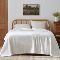 Cotton/Acrylic Fleece Blanket - White, Twin/Twin XL