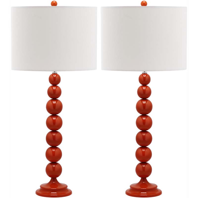 Beaded Table Lamp, Set of 2 - Red