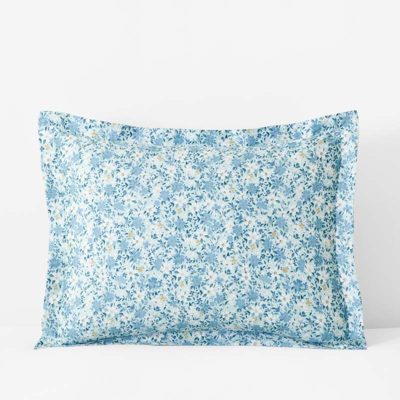 Joyful Floral Classic Smooth Sateen Sham - Blue, King