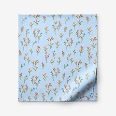Blossoms and Stripes Classic Cool Cotton Percale Flat Bed Sheet - Garden Poppies, Full