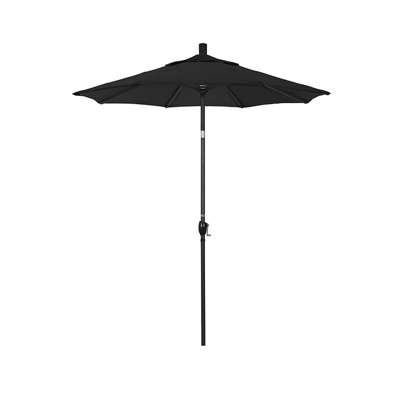 6' Round Outdoor Patio Umbrella, Aluminum with Push Button Tilt - Black Finish, Black