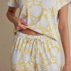 Printed Pima Cotton Women's Jogger Pants Pajama Set - Avignon, S