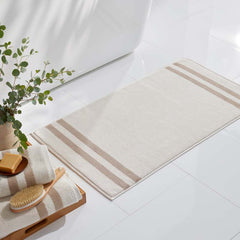 Mirage Aegean Cotton Reversible Stripe Bath Mat - Ecru, 20 in. x 36 in.