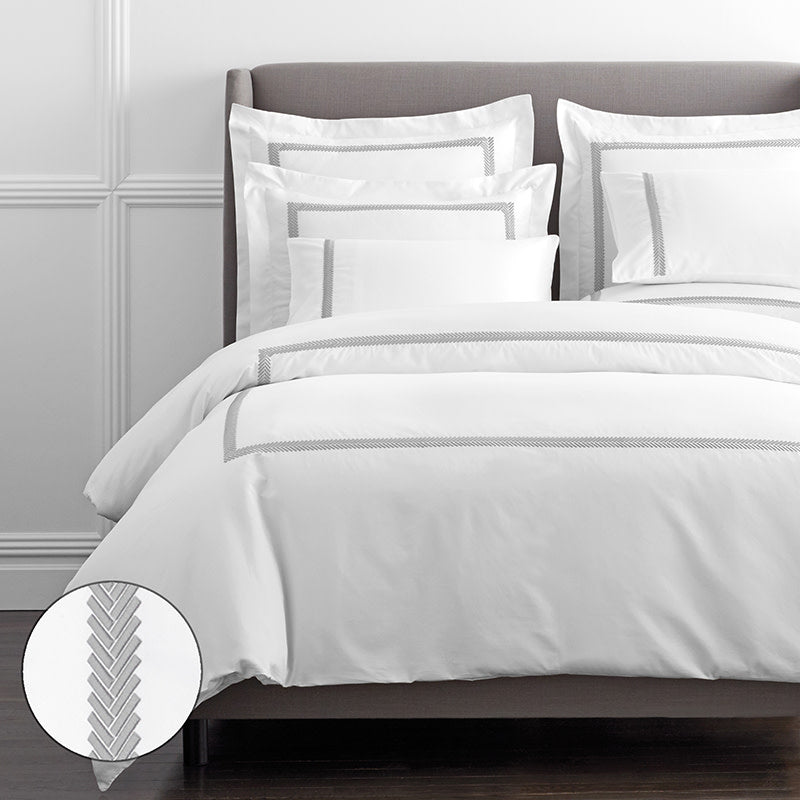 Hewett Luxe Smooth Egyptian Cotton Sateen Duvet Cover - Gray, Oversized King/Cal King