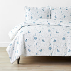 Night Sky Classic Cool Organic Cotton Percale Duvet Cover Set - Blue, Full