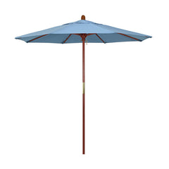 Round Outdoor Patio Umbrella, Wood with Manual Lift - Air Blue, 7.5'
