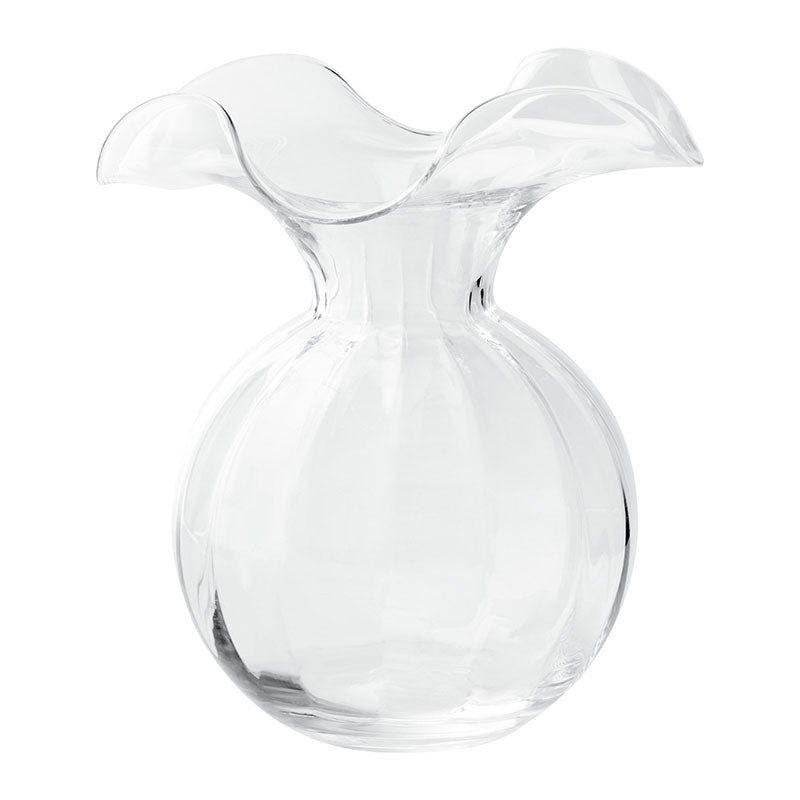 Hibiscus Glass Fluted Vases - Clear, Medium