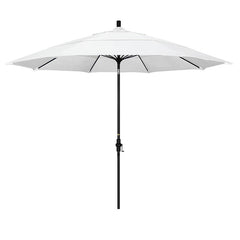 Round Outdoor Patio Umbrella, Fiberglass with Twist Tilt - Black Finish, Natural, 11'
