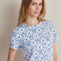 Printed Pima Cotton Women's Shorts Set - Floral Trellis, XL