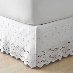 Eyelet Classic Cool Cotton Percale Solid Bed Skirt - White, Full