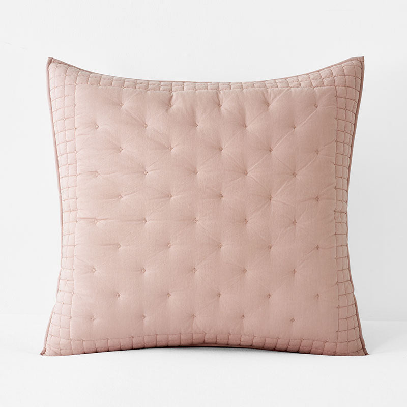 Pintuck Quilted Sham - Faded Rose, Euro