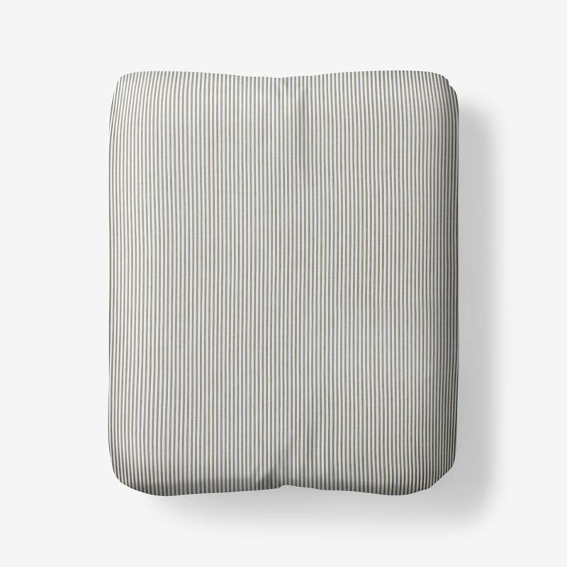 Classic Stripes and Plaids Cool Yarn-Dyed Cotton Percale Fitted Bed Sheet - Stripe Green, Twin XL
