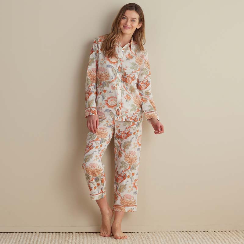 Printed Voile Women's Cropped Pajama Set - Wild Bloom, M