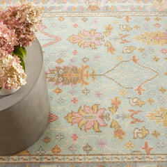 Mara Hand Knotted Wool Rug - Sky Blue, 8' x 10'