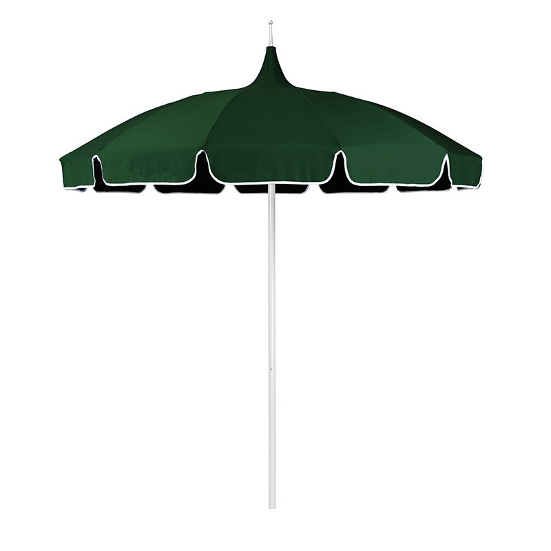 Round Solid Pagoda Outdoor Patio Umbrella, Fiberglass with Push Lift - Forest Green, 8.5'