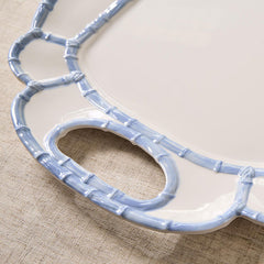 Faux Bamboo Border Melamine Platter - Light Blue