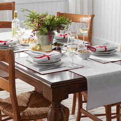 Pom Fringe Table Runner - Red, 16 in. x 108 in.