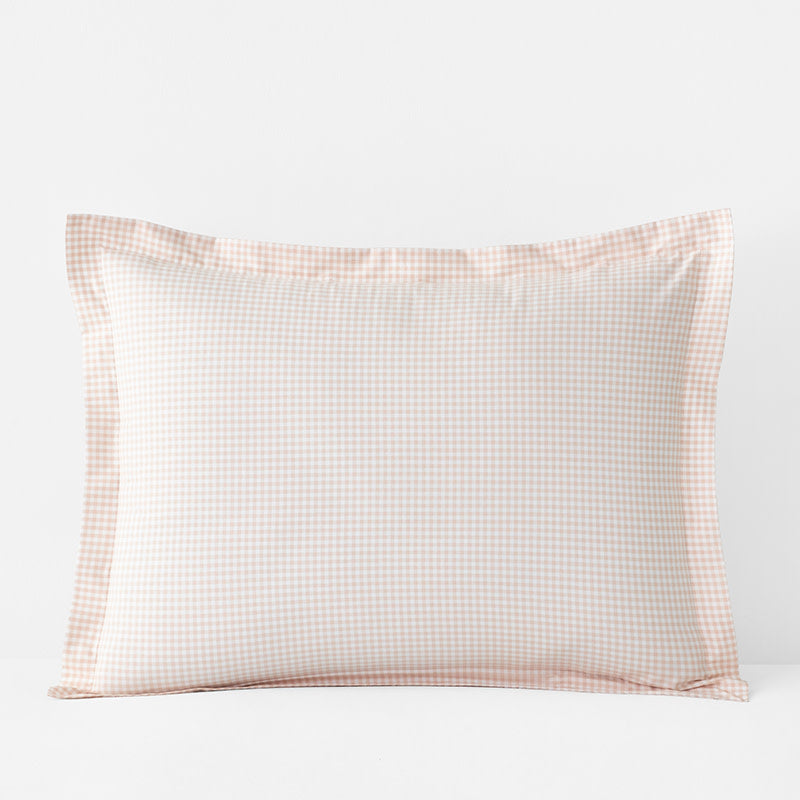 Ditsy Gingham Classic Cool Organic Cotton Percale Sham - Pink, Standard
