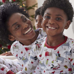 Family Printed Peruvian Cotton Kid's Pajama Set - Holiday Paws, 14/16
