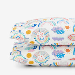 Magical Rainbows Classic Cool Organic Cotton Percale Pillowcase Set - White Multi, Standard