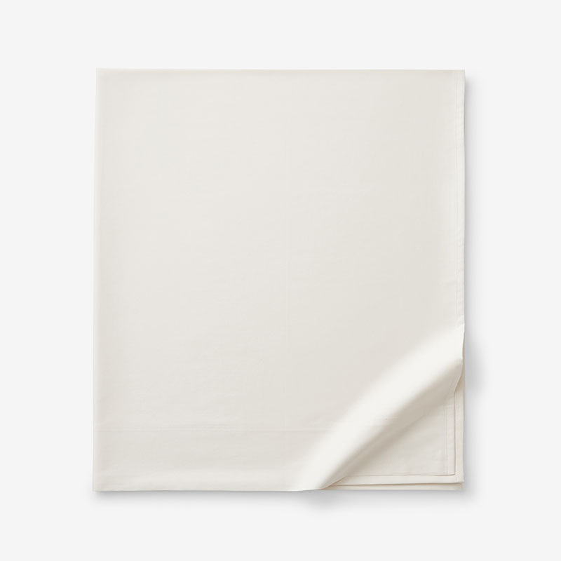 Classic Smooth Sateen Solid Flat Bed Sheet - Ivory, Twin/Twin XL