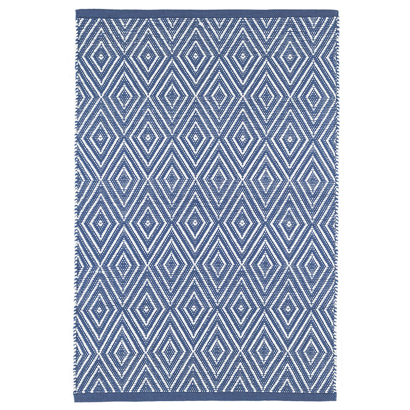 Diamond Handwoven Indoor/Outdoor Rug - Denim, 2' 6" x 8' Runner