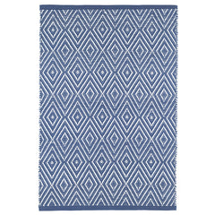 Diamond Handwoven Indoor/Outdoor Rug - Denim, 2' 6" x 8' Runner