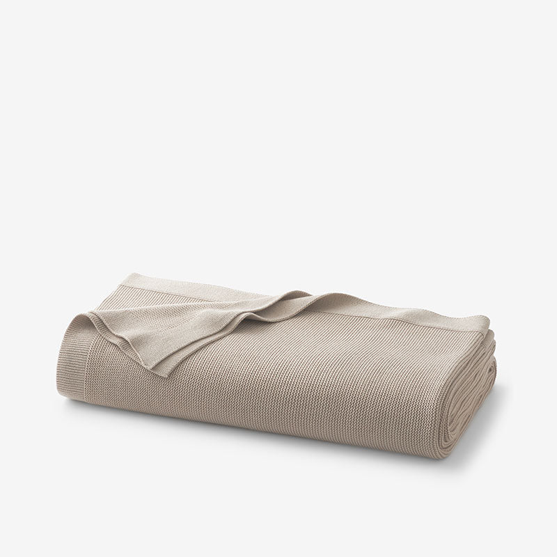 Classic All Season Breathable Cotton Knit Throw - Taupe