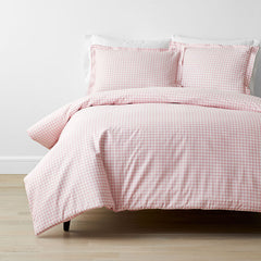 Gingham Classic Cool Organic Cotton Percale Duvet Cover Set - Petal Pink, Twin/Twin XL