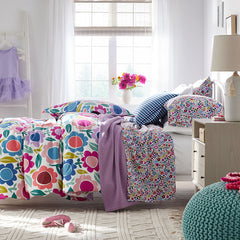 Joyful Mini Flower Classic Cool Organic Cotton Percale Pillowcase Set - White Multi, Standard