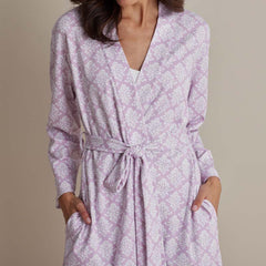 Printed Pima Cotton Women's Kimono Robe - Lisbon Mauve, XXL