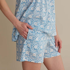 Printed Voile Women's Babydoll Shorts Set - Floral Weave, XL