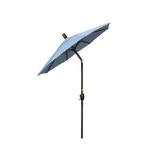 6' Round Outdoor Patio Umbrella, Aluminum with Push Button Tilt - Bronze Finish, Air Blue