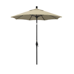 Round Outdoor Patio Umbrella, Fiberglass with Twist Tilt - Black Finish, Antique Beige, 7.5'