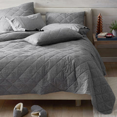 Bromley Premium Ultra-Cozy Cotton Flannel Coverlet - Smoke, Queen
