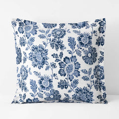 Floral Indigo Garden Classic Cool Cotton Percale Sham - Blue, Euro